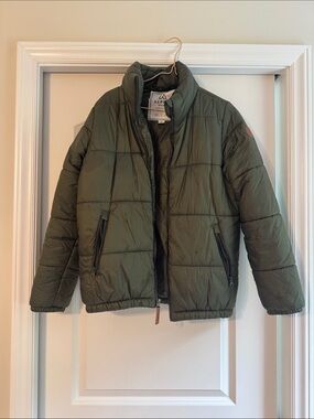 Olive Green Apline Design Puffer Jacket